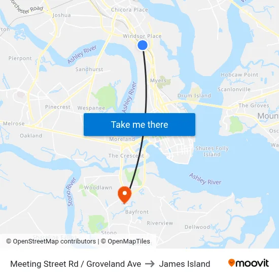 Meeting Street Rd / Groveland Ave to James Island map