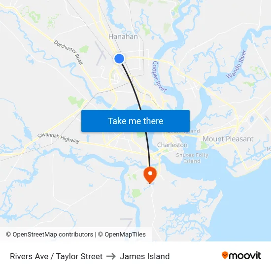 Rivers Ave / Taylor Street to James Island map