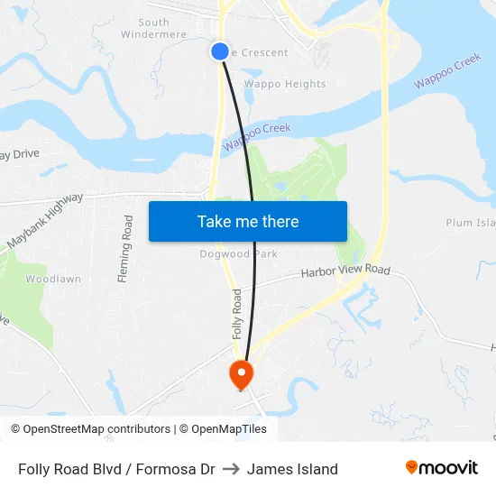 Folly Road Blvd / Formosa Dr to James Island map