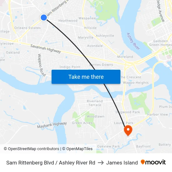 Sam Rittenberg Blvd / Ashley River Rd to James Island map