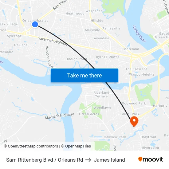 Sam Rittenberg Blvd / Orleans Rd to James Island map