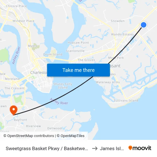 Sweetgrass Basket Pkwy / Basketweave Dr to James Island map