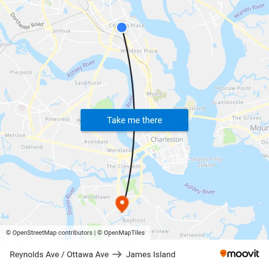 Reynolds Ave / Ottawa Ave to James Island map