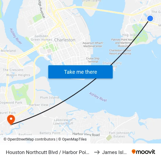 Houston Northcutt Blvd / Harbor Pointe Dr to James Island map