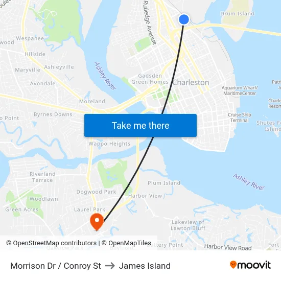 Morrison Dr / Conroy St to James Island map