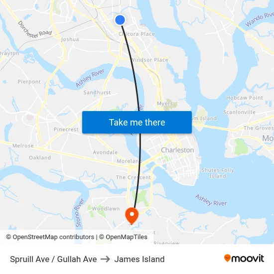 Spruill Ave / Gullah Ave to James Island map