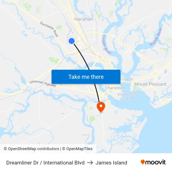 Dreamliner Dr / International Blvd to James Island map
