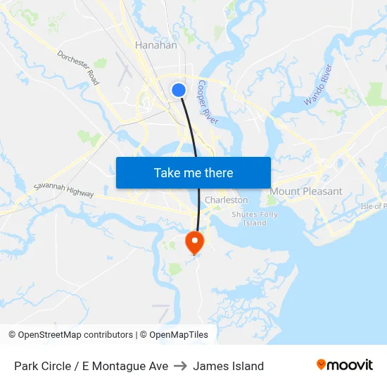 Park Circle / E Montague Ave to James Island map