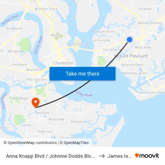 Anna Knapp Blvd / Johnnie Dodds Blvd (N Of 17) to James Island map