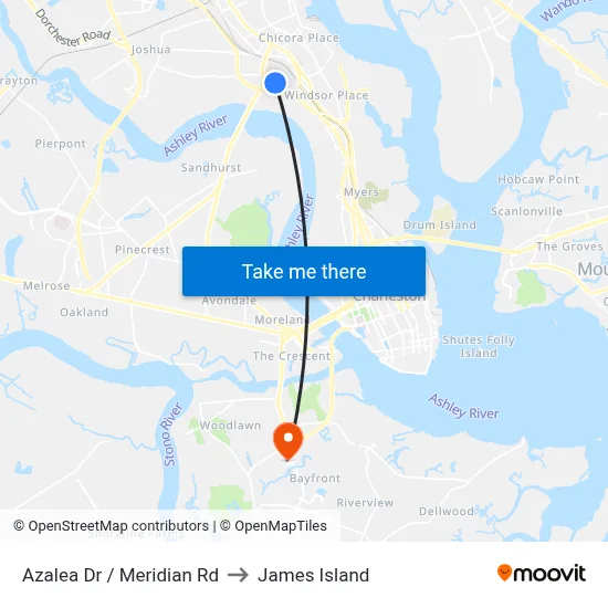 Azalea Dr / Meridian Rd to James Island map