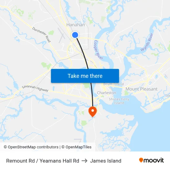 Remount Rd / Yeamans Hall Rd to James Island map