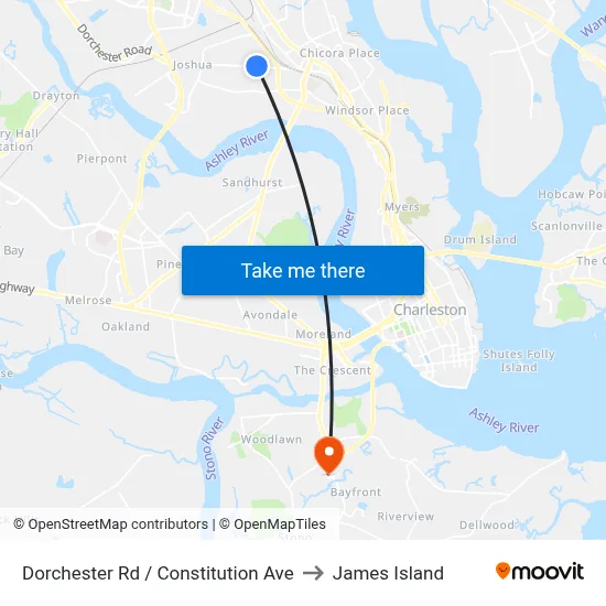 Dorchester Rd / Constitution Ave to James Island map