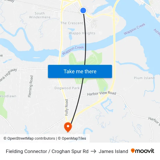 Fielding Connector / Croghan Spur Rd to James Island map
