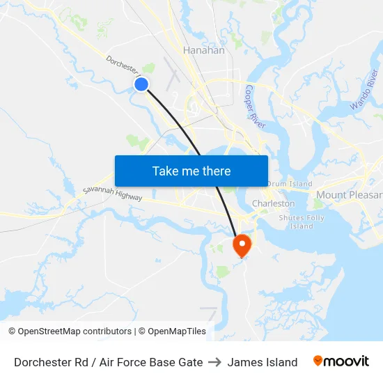 Dorchester Rd / Air Force Base Gate to James Island map