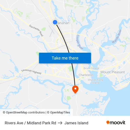 Rivers Ave / Midland Park Rd to James Island map