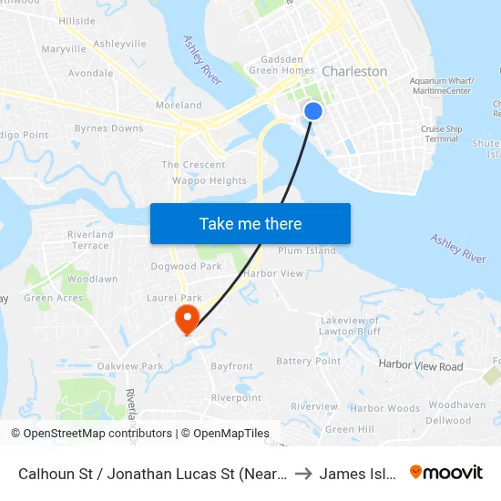 Calhoun St / Jonathan Lucas St (Near Side) to James Island map
