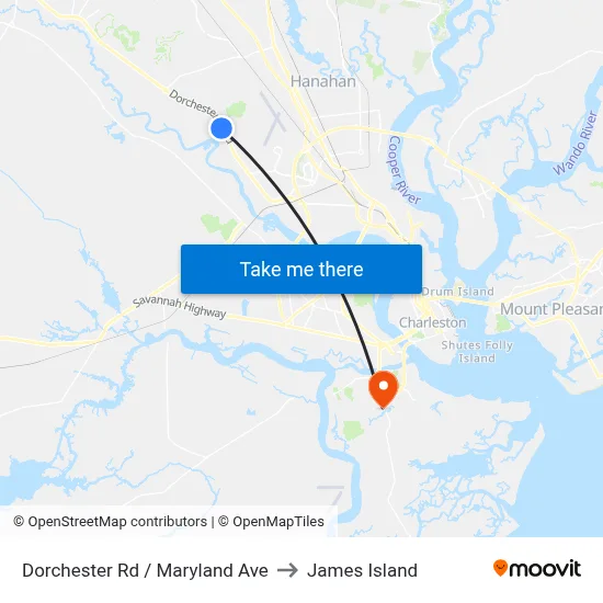 Dorchester Rd / Maryland Ave to James Island map