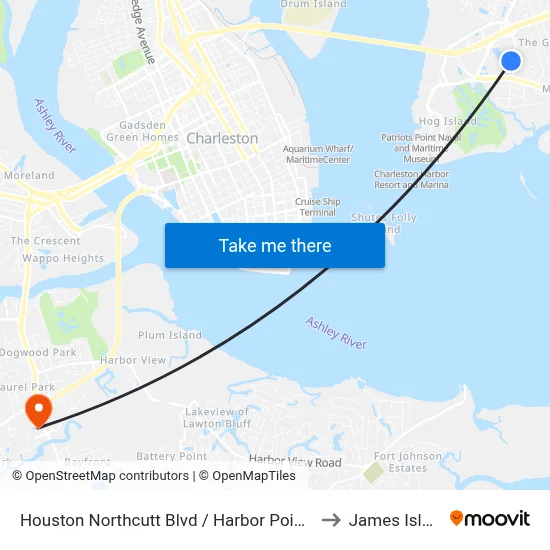 Houston Northcutt Blvd / Harbor Pointe Dr to James Island map