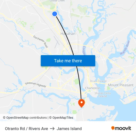Otranto Rd / Rivers Ave to James Island map