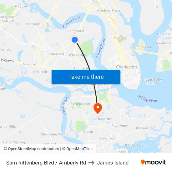 Sam Rittenberg Blvd / Amberly Rd to James Island map