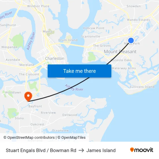 Stuart Engals Blvd / Bowman Rd to James Island map