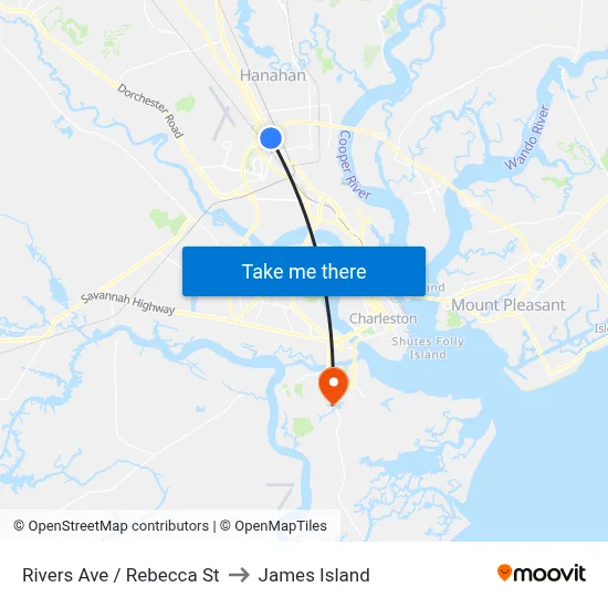 Rivers Ave / Rebecca St to James Island map