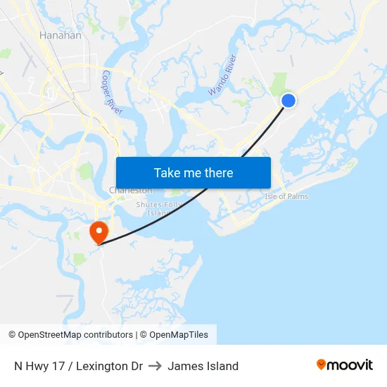 N Hwy 17 / Lexington Dr to James Island map