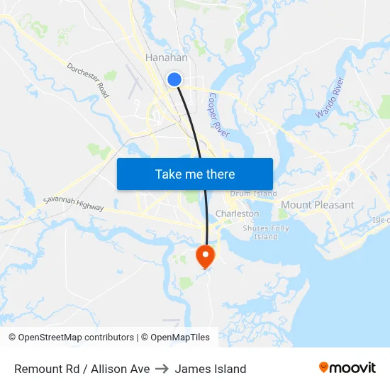 Remount Rd / Allison Ave to James Island map