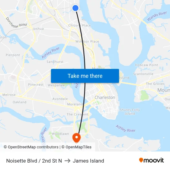 Noisette Blvd / 2nd St N to James Island map
