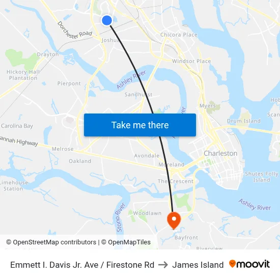 Emmett I. Davis Jr. Ave / Firestone Rd to James Island map