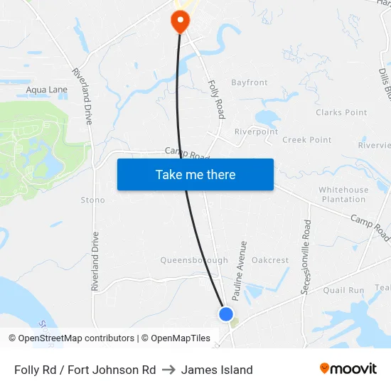 Folly Rd / Fort Johnson Rd to James Island map