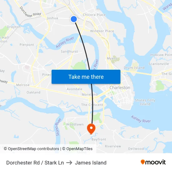 Dorchester Rd / Stark Ln to James Island map