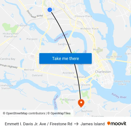 Emmett I. Davis Jr. Ave / Firestone Rd to James Island map