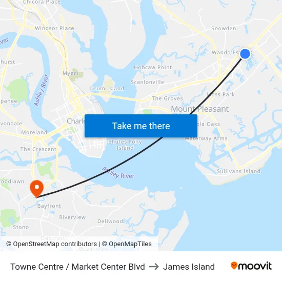 Towne Centre / Market Center Blvd to James Island map