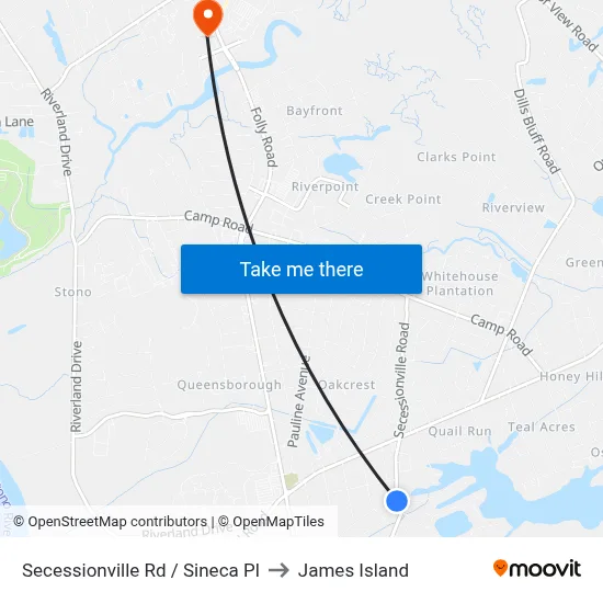 Secessionville  Rd / Sineca Pl to James Island map