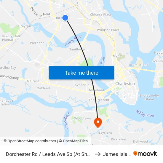 Dorchester Rd / Leeds Ave Sb (At Shelter) to James Island map