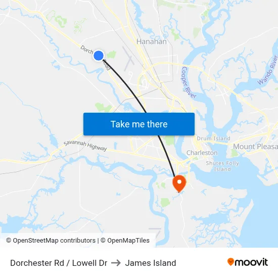 Dorchester Rd / Lowell Dr to James Island map
