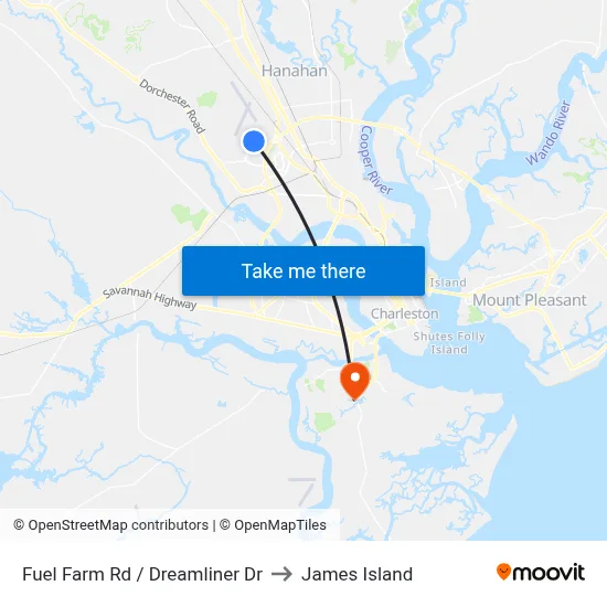 Fuel Farm Rd / Dreamliner Dr to James Island map