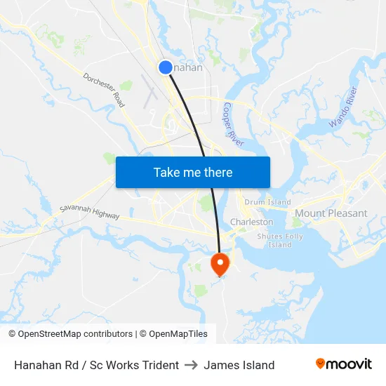 Hanahan Rd / Sc Works Trident to James Island map