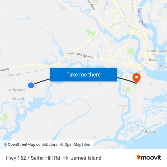 Hwy 162 / Salter Hill Rd to James Island map