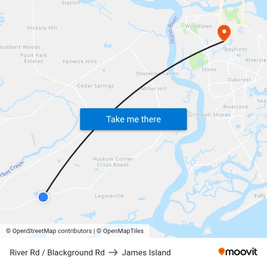 River Rd / Blackground Rd to James Island map