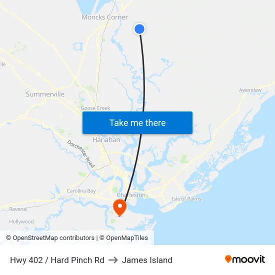 Hwy 402 / Hard Pinch Rd to James Island map