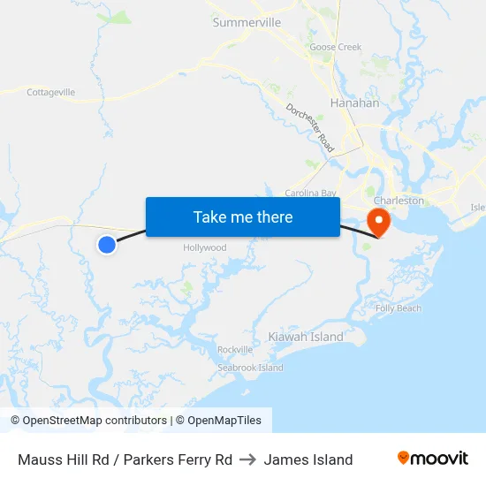 Mauss Hill Rd / Parkers Ferry Rd to James Island map
