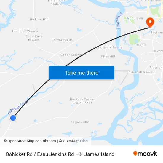 Bohicket Rd / Esau Jenkins Rd to James Island map