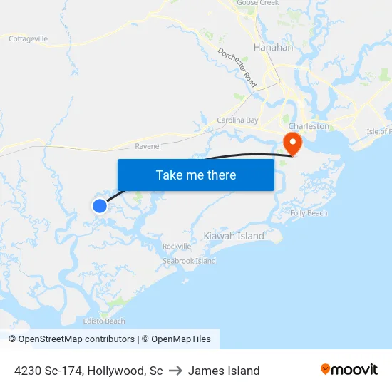 4230 Sc-174, Hollywood, Sc to James Island map
