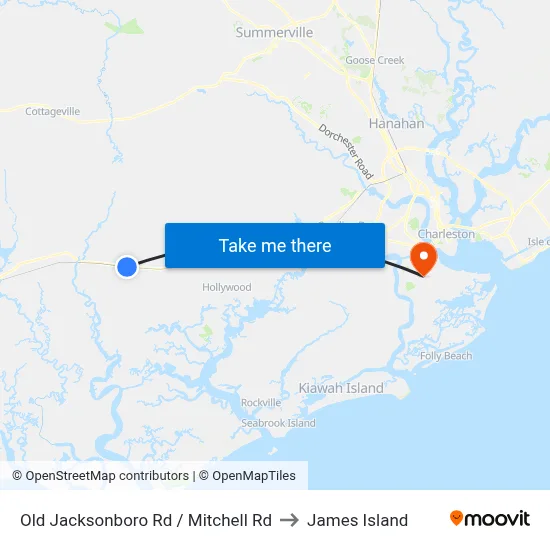 Old Jacksonboro Rd / Mitchell Rd to James Island map