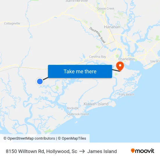 8150 Willtown Rd, Hollywood, Sc to James Island map