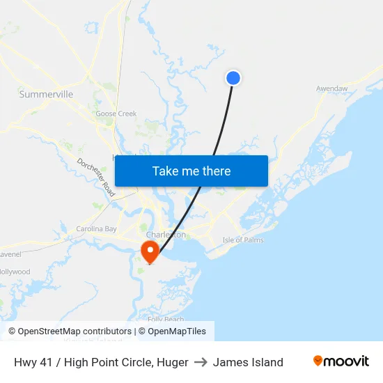 Hwy 41 / High Point Circle, Huger to James Island map