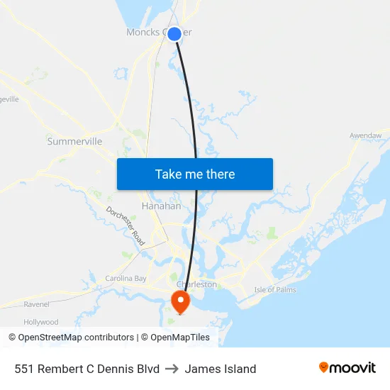 551 Rembert C Dennis Blvd to James Island map