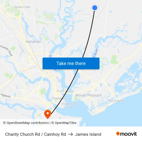 Charity Church Rd / Cainhoy Rd to James Island map